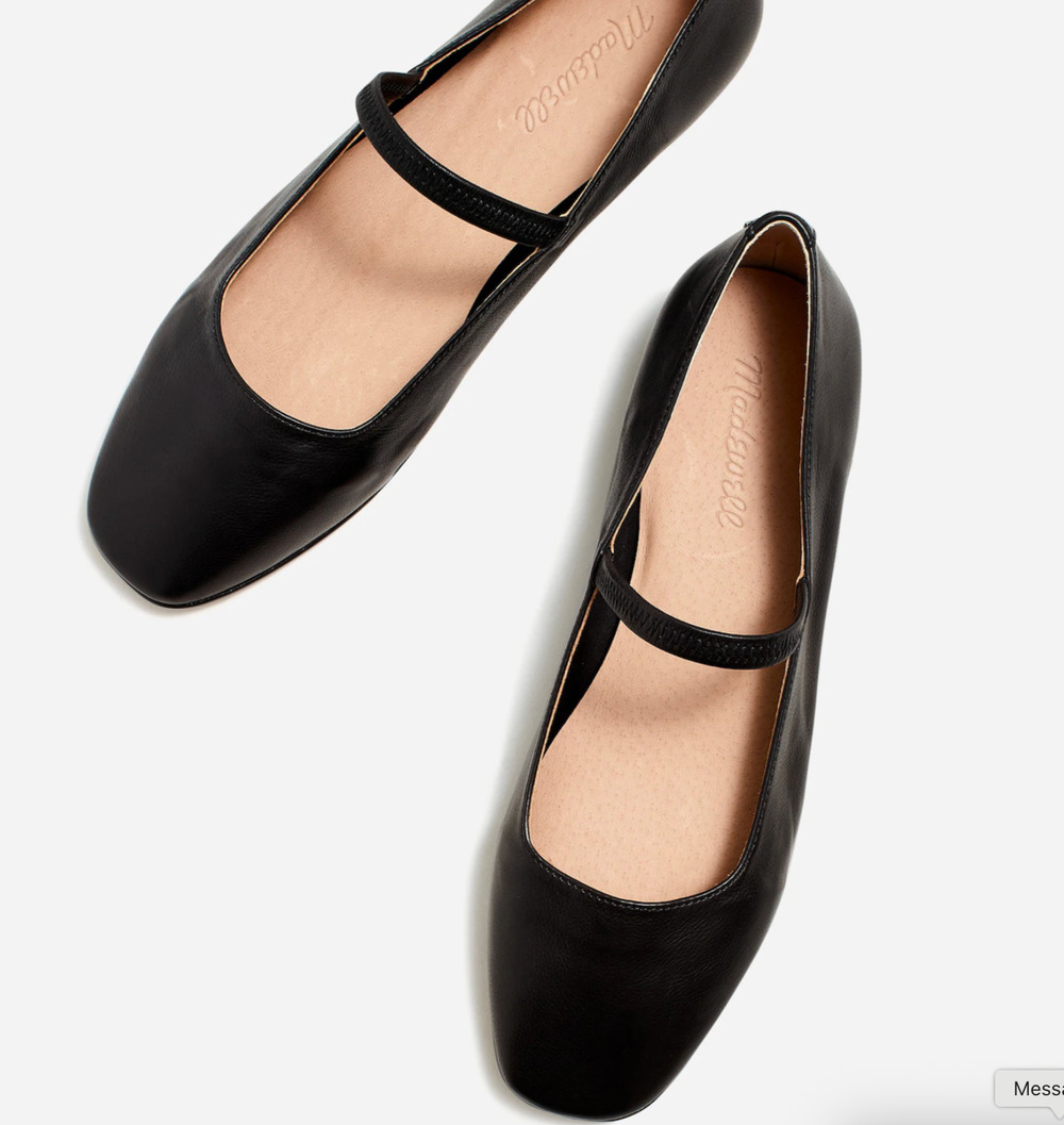 Madewell Greta Ballet Flats 9 NWT Black Leather NN044 Academia Prep 90s Y2K